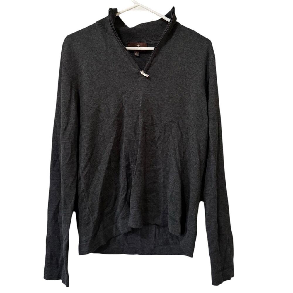 Toscano Men's Gray‎ Wool Blend Quarter-Zip Pullover Sweater Sz Small Casual Knit